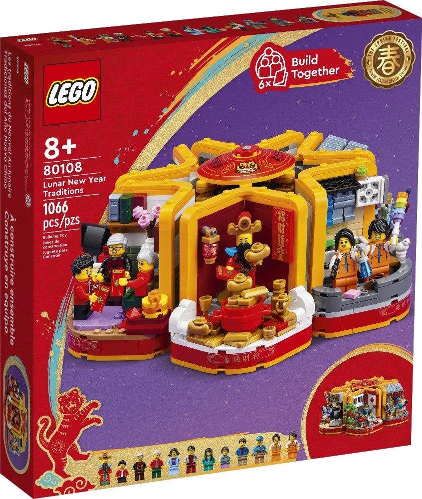 LEGO Lunar New Year Traditions 80108 - Kit de construcción para niños de 8  años en adelante; juego de construcción con 6 escenas festivas y 12