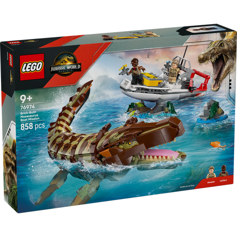 LEGO 76974 Jurassic World Brick-Built Mosasaurus Boat Mission