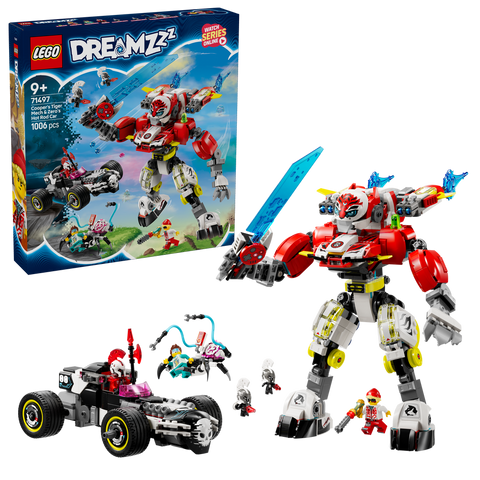 LEGO DREAMZzz 71497 Cooper's Tiger Mech & Zero's Hot Rod Car